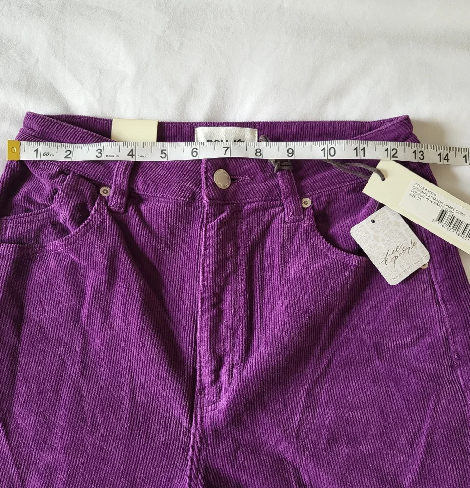 Rolla’s X Free People Original Straight High Rise Cord Corduroy Pants Purple 27